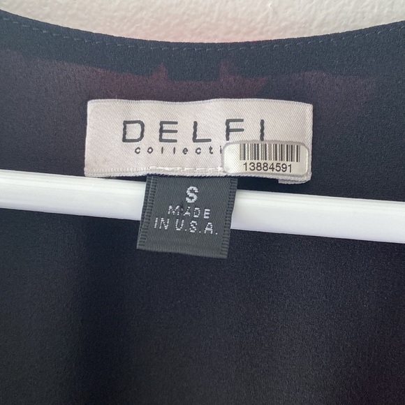 DELFI Collective Black Pink Floral Tie Front Lindsay Dress - Picture 10 of 12